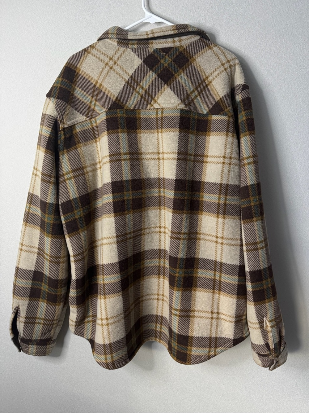 Weatherproof Plaid Sherpa Lined Shirt Jacket XXL Brown Cream Button Front - Picture 2 of 4